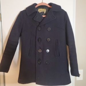 Navy colored peacoat